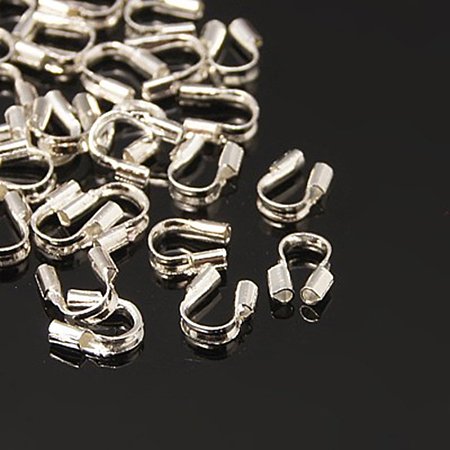 NBEADS 2000pcs Silver Color Brass Wire Guardian Wire Protectors Loops U Shape Accessories for Jewelry Making