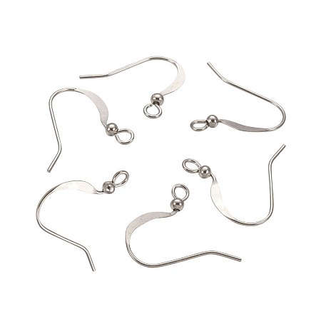 NBEADS 1000 Pcs Brass Earring Hooks, Nickel Free, with Beads, Platinum, 15mm, Hole: 2mm; Pin: 0.7mm