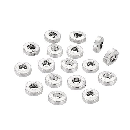 NBEADS 1000 Pcs Tibetan Style Bead Spacers, Lead Free & Cadmium Free, Donut, Antique Silver, 6x2mm, Hole: 2.5mm