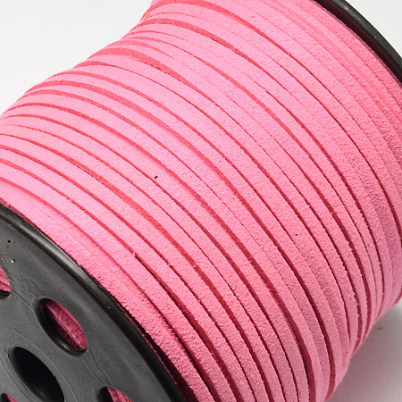 Faux Suede Cord, Faux Suede Lace, Hot Pink, 2.7x1.4mm; about 90m/roll