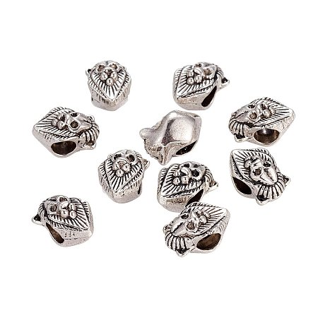 NBEADS 100 Pcs Antique Silver Lion Head Tibetan Style Alloy European Beads Large Hole Charms fit Bracelet Jewelry Making