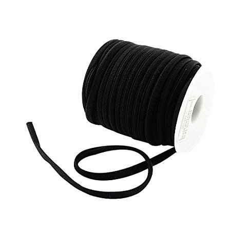 Pandahall 20m Elastic Spandex Nylon Thread Habitat Foulard Cord for Bracelet Necklace Making, 5x3mm, Black