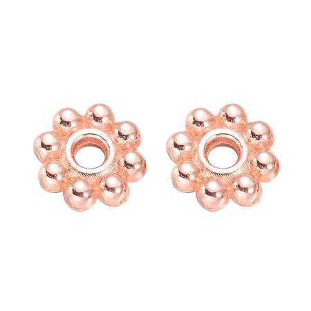 NBEADS 300pcs 5mm Alloy Rose Gold Daisy Flower Spacer Beads Loose Beads for DIY Jewelry Making Findings