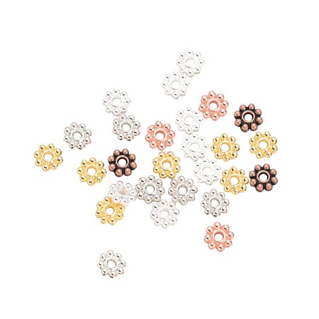 NBEADS 300 Pcs 5mm Alloy Flower Bead Spacer for Jewelry Making, Mixed Color, Hole: 1mm