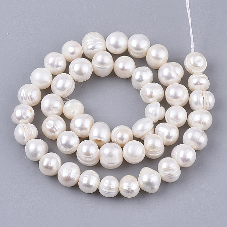 ARRICRAFT Natural Cultured Freshwater Pearl Beads Strands, Potato, Seashell Color, 8~10x8~9mm, Hole: 0.6mm, about 46~47pcs/Strand, 13.39 inches(34cm)