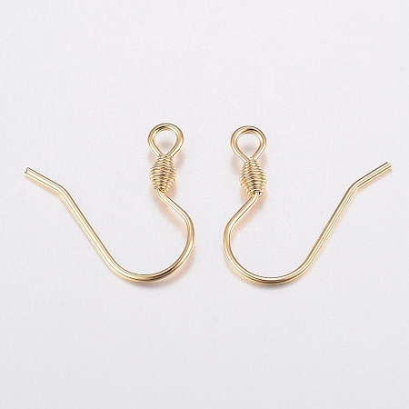 304 Stainless Steel Earring Hooks, Golden, 17x18.3x2.5mm, Hole: 2mm; Pin: 0.7mm