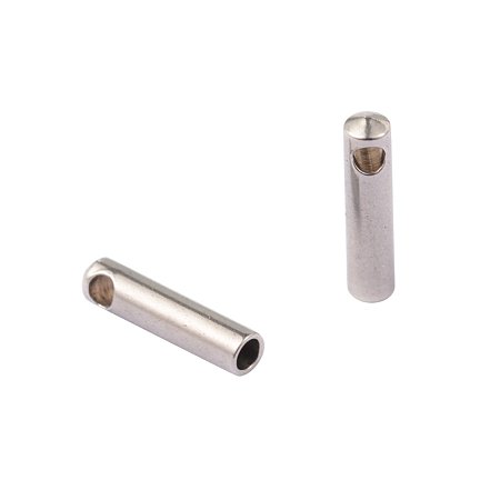NBEADS 100 pcs 304 Stainless Steel Cord Ends,7x1.8mm, Hole: 1mm; Inner Diameter: 1mm,Stainless Steel Color