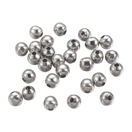 NBEADS 1000 PCS 4mm 304 Stainless Steel Smooth Round Metal Spacer Beads Loose Beads for DIY Jewelry Making Findings