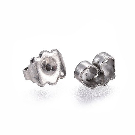 304 Stainless Steel Ear Nuts, Earring Backs, Stainless Steel Color, 6.5x5mm, Hole: 0.8mm