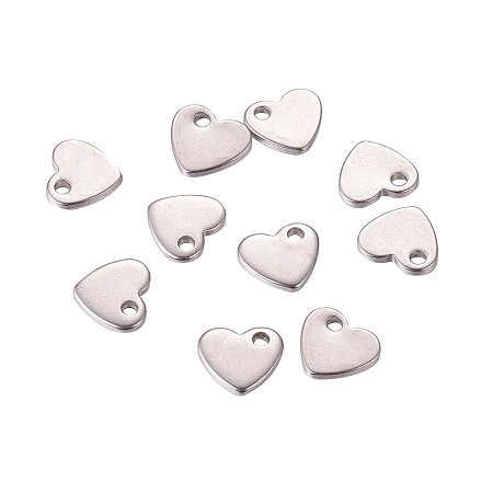 NBEADS 100pcs Stainless Steel DIY Heart Charms Pendants Bracelet Necklace Jewelry Making Accessory