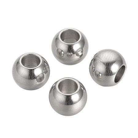 NBEADS 500 pcs Stainless Steel Color Large Hole Rondelle 304 Stainless Steel European Beads for Jewelry Making 8x6mm, Hole: 4mm