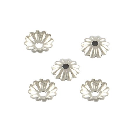 NBEADS 500pcs Stainless Steel Flower Bead Caps Jewelry Findings Accessories for Bracelet Necklace Jewelry Making, 6x1mm