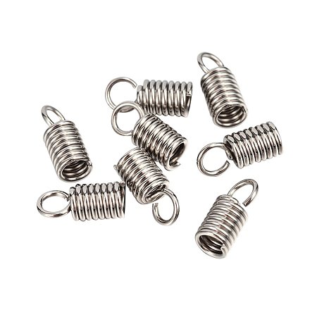 NBEADS 500Pcs 304 Stainless Steel Cord Ends Cord Coil Spring End Fasteners Leather Cord Terminators Necklace Clasp Jewelry Findings