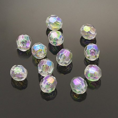 NBEADS 2000pcs/500g Clear AB Color Plated Faceted Acrylic Beads Transparent Spacer Loose Beads for Jewelry Making