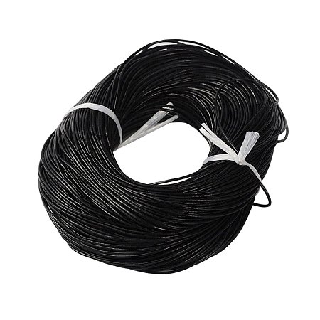NBEADS 100m Cowhide Leather Cord, Leather Jewelry Cord, Jewelry DIY Making Material, Round, Black, 1.5MM