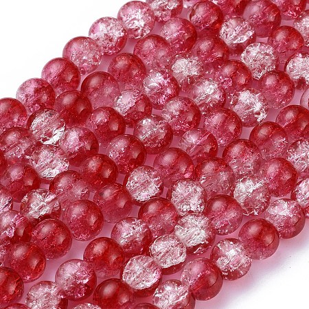 Baking Painted Crackle Glass Beads Strands, Round, Red, 8mm, Hole: 1.3~1.6mm; about 100pcs/strand, 31.4 inches