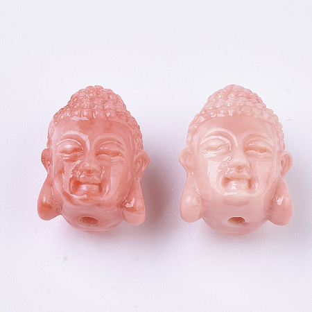 ARRICRAFT Synthetic Coral Beads, Dyed, Two Tone, Buddha, Light Coral, 15x11~12x11.5mm, Hole: 1.5mm