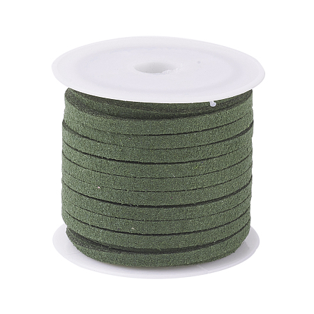 ARRICRAFT Faux Leather Lace Beading Thread 3mm Faux Suede Cord String Velet 5 Yards with Roll Spool Olive