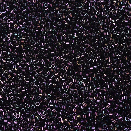 MIYUKI Delica Beads, Cylinder, Japanese Seed Beads, 11/0, (DB0004) Metallic Dark Plum Iris, 1.3x1.6mm, Hole: 0.8mm; about 2000pcs/10g
