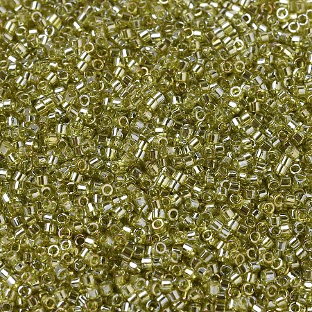 MIYUKI Delica Beads, Cylinder, Japanese Seed Beads, 11/0, (DB0124) Transparent Golden Olive Luster, 1.3x1.6mm, Hole: 0.8mm; about 2000pcs/10g