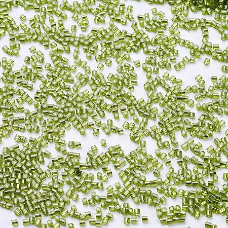 MGB Matsuno Glass Beads, Japanese Seed Beads, 15/0 Silver Lined Round Hole Glass Seed Beads, Two Cut, Hexagon, Green Yellow, 1x1x1mm, Hole: 0.8mm, about 3000pcs/10g