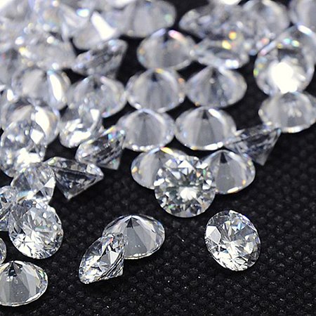 NBEADS 1000pcs Cubic Zirconia Cabochons, Grade A, Faceted, Diamond, Clear, 2mm