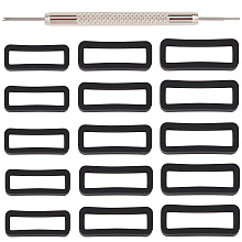 Gorgecraft DIY Watchband Kits, Include Stainless Steel Watch Repair Tool and Rectangle Silicone Retainer Buckle Holder, Black, Holder: 18pcs/set