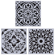 GORGECRAFT 3 Piece 12" Wall Border Stencils Mandala Template Large Furniture Stencils for Farmhouse Wood Furniture Floor Paper Tile DIY Craft