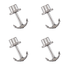 Unicraftale 304 Stainless Steel Anchor Hook Clasps, For Leather Cord Bracelets Making, Stainless Steel Color, 31.5x20x7.5mm, Hole: 5mm, 4pcs/box