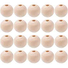 Arricraft Unfinished Wood Beads, Natural Wooden Loose Beads Spacer Beads, Lead Free, Round, Moccasin, 12mm, Hole: 2.5mm; 50pcs/box