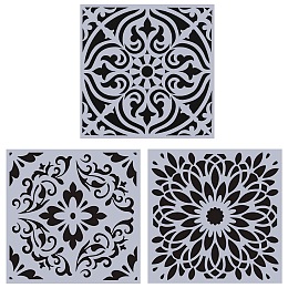 GORGECRAFT 3 Piece 12" Wall Border Stencils Mandala Template Large Furniture Stencils for Farmhouse Wood Furniture Floor Paper Tile DIY Craft