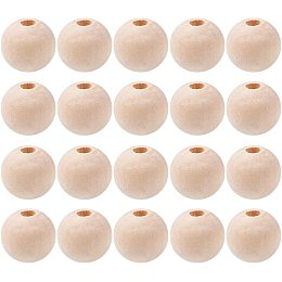 Arricraft Unfinished Wood Beads, Natural Wooden Loose Beads Spacer Beads, Lead Free, Round, Moccasin, 12mm, Hole: 2.5mm; 50pcs/box