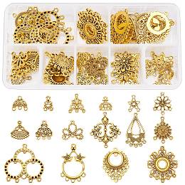 SUNNYCLUE Tibetan Style Alloy Chandelier Components, Mixed Shapes, Antique Golden, 64pcs/box