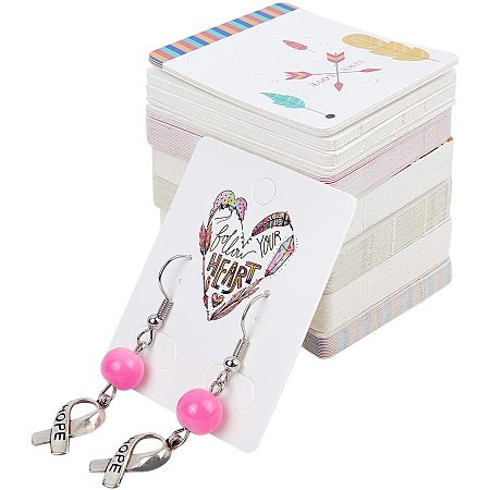Fingerinspire Paper Jewelry Display Cards, for Hanging Earring Display, Mixed Color, 50x40x0.3mm, Hole: 5.3mm; 160pcs/set