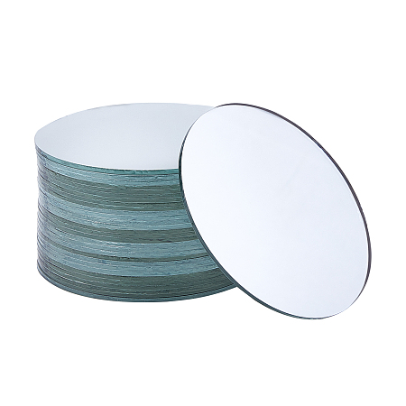 Flat Round Shape Glass Mirror, for Folding Compact Mirror Cover Molds, White, 76x1.5mm