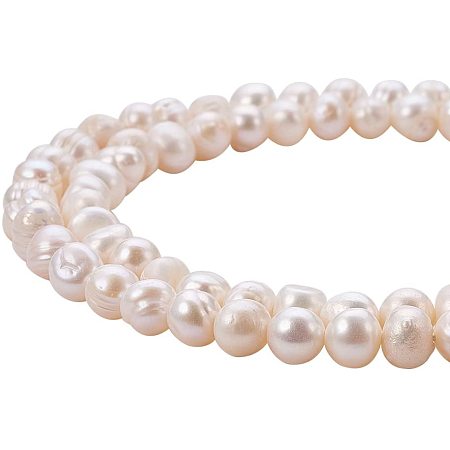 Natural Cultured Freshwater Pearl Beads, Grade A, Potato, Beige, 6~7mm, Hole: 0.8mm; 14.1 inches/strand, 2strands/box