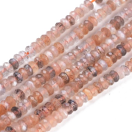 Arricraft Natural Sunstone Beads Strands, Rondelle, Faceted, 3.5x2mm, Hole: 0.7mm, about 204pcs/strand, 15.35 inches(39cm)