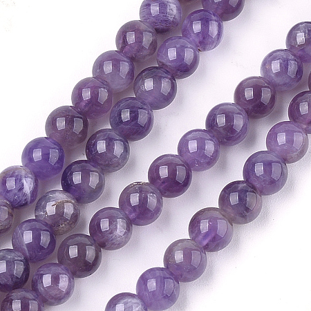 Arricraft Natural Amethyst Beads Strands, Round, 6mm, Hole: 0.8mm, about 62~65pcs/strand, 15.3 inches