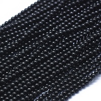 ARRICRAFT Natural Black Spinel Beads Strands, Round, 2mm, Hole: 0.8mm, about 190pcs/strand, 15.35 inches(39cm)