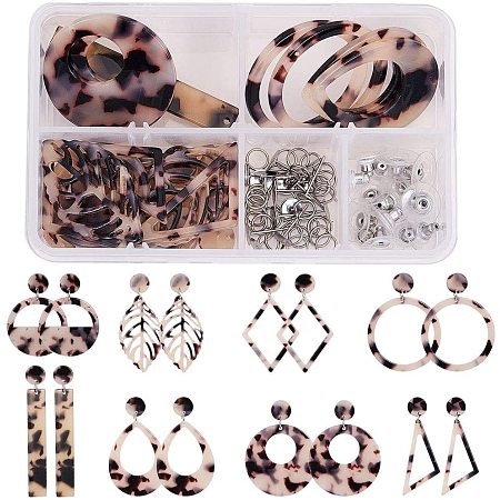 SUNNYCLUE DIY Earring Making, with Cellulose Acetate(Resin) Pendants, 304 Stainless Steel Earring Findings, Brass Ear Nuts and Iron Jump Rings, Antique White