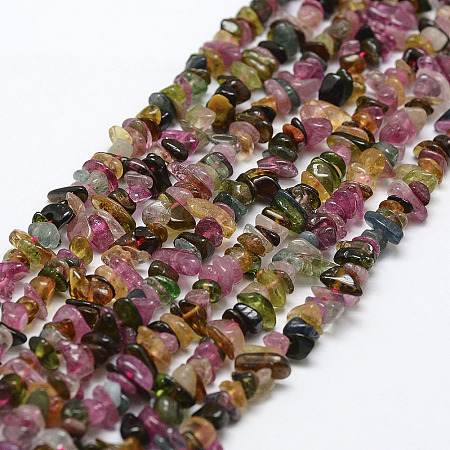 ARRICRAFT Natural Tourmaline Beads Strands, Chip, Grade A, Colorful, 3~5x7~13x2~4mm, Hole: 0.4mm, 32~32.5 inch