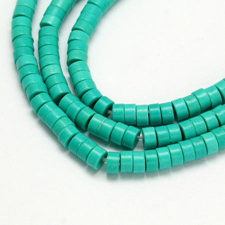Arricraft Synthetic Turquoise Beads Strands, Heishi Beads, Dyed, Flat Round/Disc, Turquoise, 5x3mm, Hole: 1mm, about 145pcs/strand, 15.75 inches