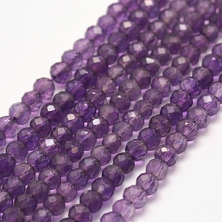 Arricraft Natural Amethyst Bead Strands, Faceted, Rondelle, 4x3mm, Hole: 1mm, about 102pcs/strand, 15.7 inches