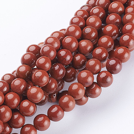 ARRICRAFT Natural Red Jasper Round Beads Strands, FireBrick, 6mm, Hole: 0.8mm, about 65pcs/strand, 15 inches