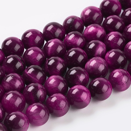 ARRICRAFT Natural Magenta Tiger Eye Beads Strands, Round, Dyed & Heated, 8mm, Hole: 1mm about 24pcs/strand, 8 inches