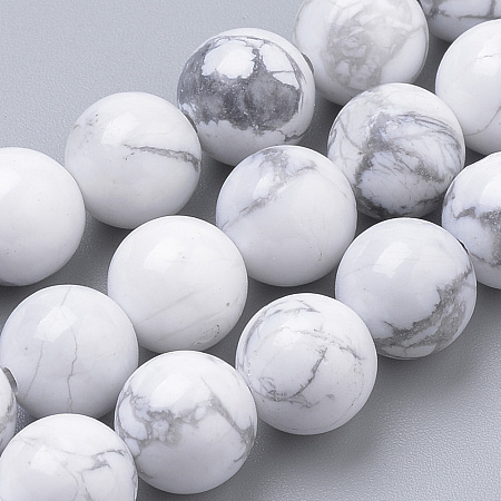 Arricraft Natural Howlite Beads Strands, Round, 8mm, Hole: 1mm, about 50pcs/strand, 15.7 inches