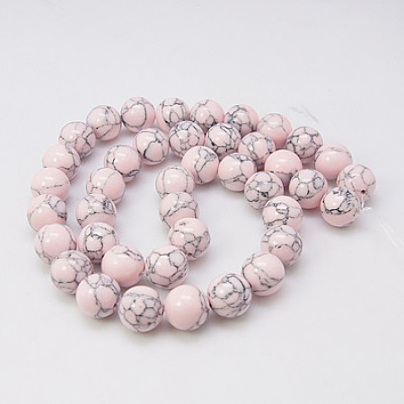 Arricraft Synthetic Turquoise Beads Strands, Dyed, Round, Lavender Blush, 8mm, Hole: 1mm, about 50pcs/strand, 15.7 inches