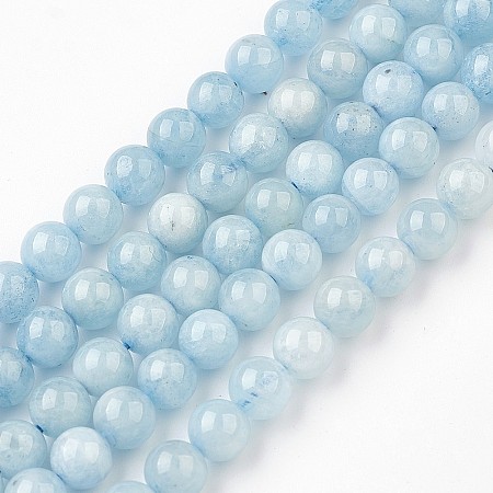 ARRICRAFT Natural Aquamarine Bead Strands, Round, 6~6.5mm, Hole: 0.5mm, about 66pcs/strand, 15.9 inches(40.5cm).