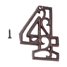 Gorgecraft Iron Home Address Number, with Screw, Number, Num.4, 116x88x6mm, Hole: 5mm