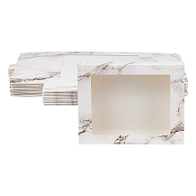 Marble Texture Pattern Paper Gift Boxes, with Clear Window, Packaging Boxes, White, Box: 17.5x13.5x3.5cm; Unfold: 29x17x0.1cm